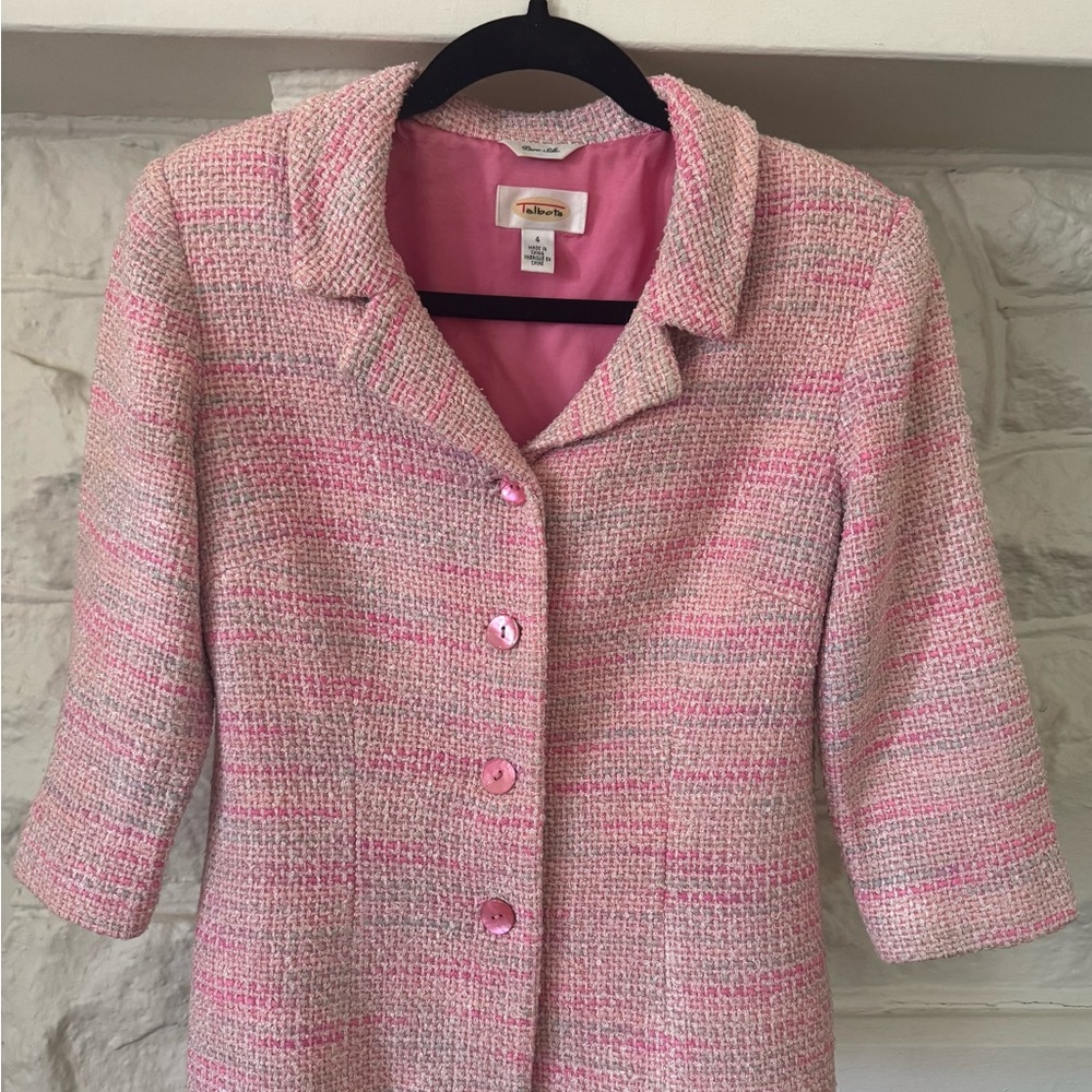 Talbots Pink and Cream Textured Blazer